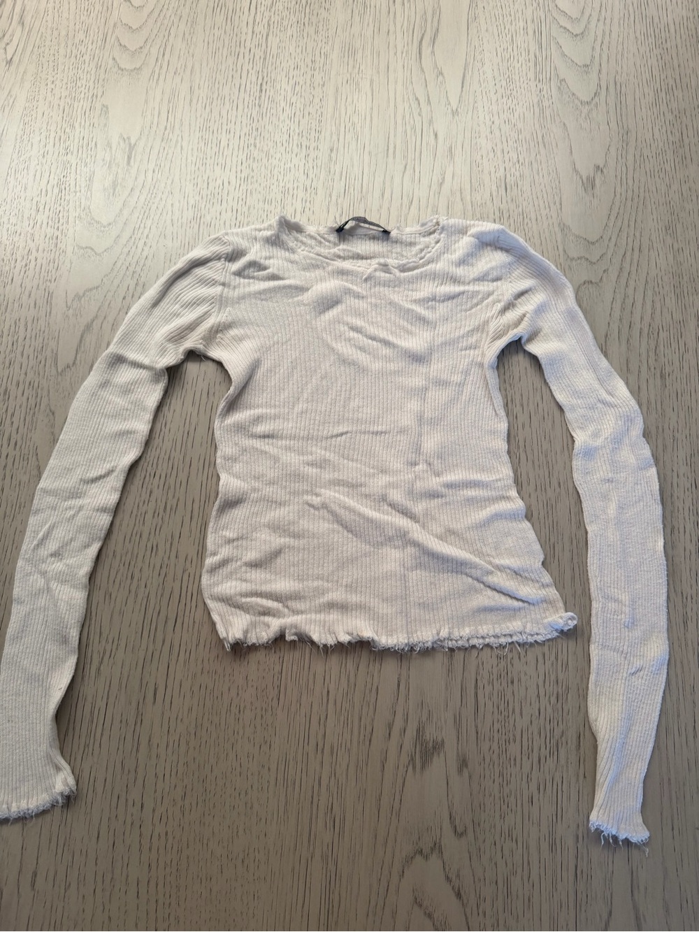 Brandy Melville White Ribbed Long Sleeve Top